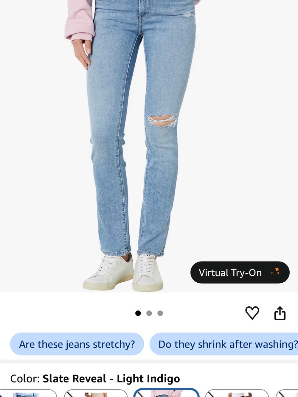 Levi's Light Indigo Straight Leg Jeans with Knee Rip
